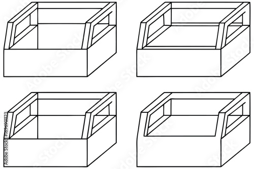 Four open sided storage bins container open box