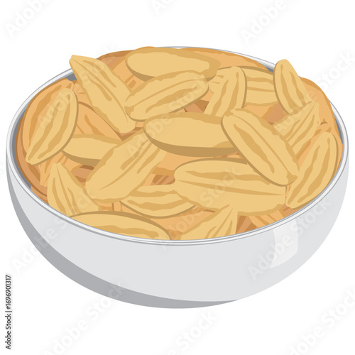 pili nuts bowl vector drawing.