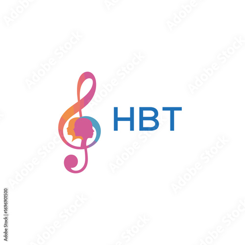 HBT “Creative music academy logo with silhouette heads and notes” HBT Later Logo, “Modern music therapy logo with faces and note symbol”
