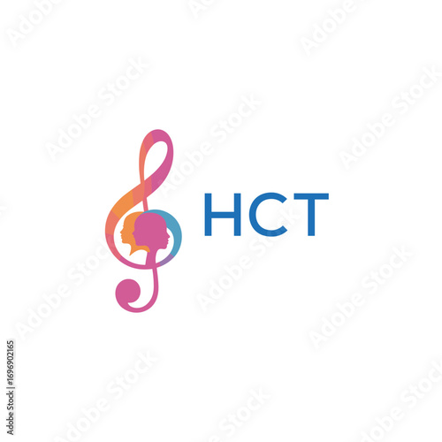 HCT “Creative music academy logo with silhouette heads and notes” HCT Later Logo, “Modern music therapy logo with faces and note symbol”
