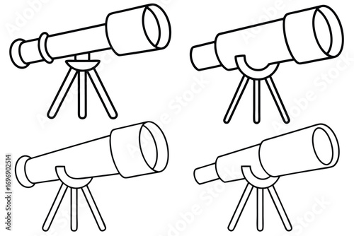 Four telescopes on tripods optical instrument scientific equipment
