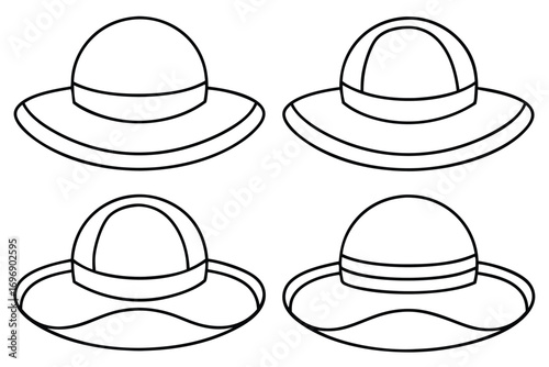 Four wide brimmed hats headwear fashion