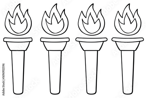 Four torches with flames fire symbol