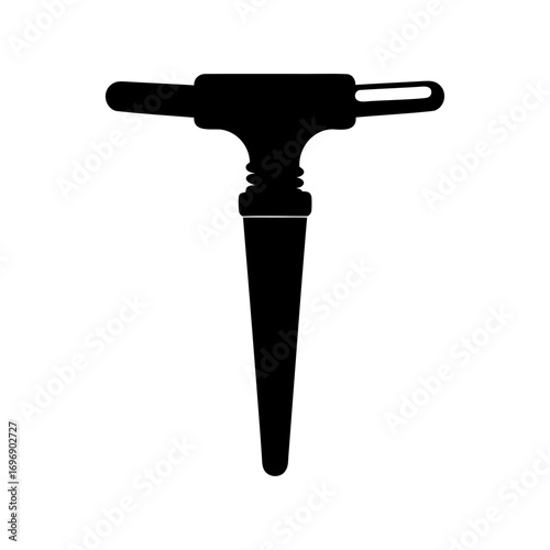 Black and White Silhouette Image of a Valve Wrench or Similar Tool