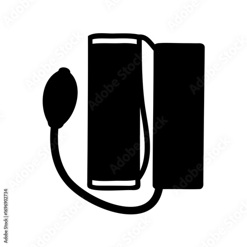 Sphygmomanometer medical device for measuring blood pressure with inflation bulb illustration