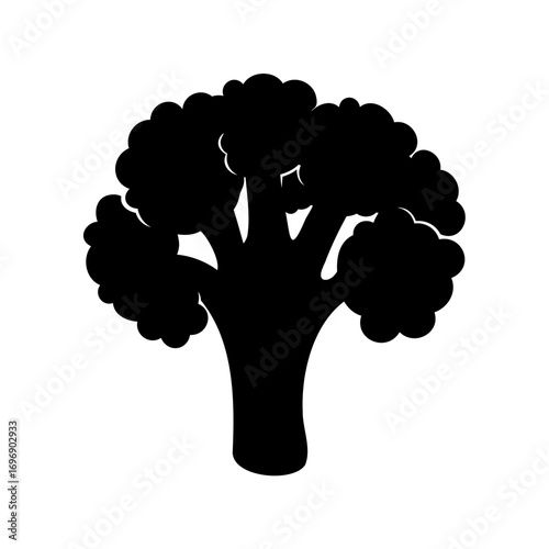 Simple silhouette of a broccoli floret, nutritious healthy food ingredient art
