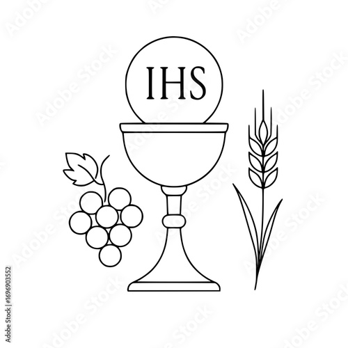 Holy Communion with wheat and grapes