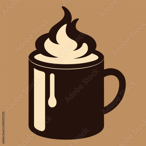A Delightful Coffee Cup with Creamy Topping Indulge in the Rich Aroma and Warmth of this Visual Treat