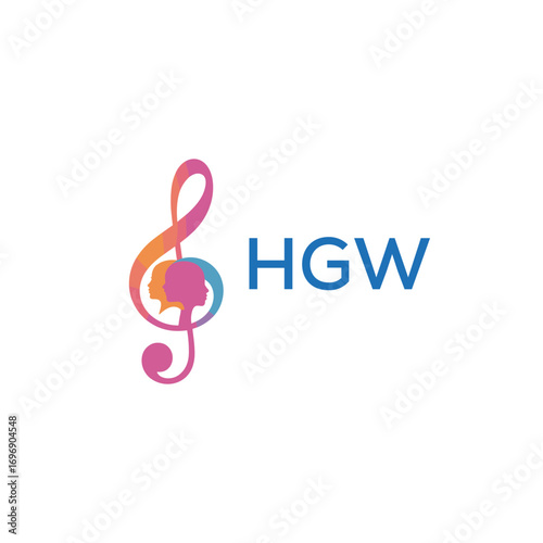HGW  “Colorful music logo with human faces and treble clef design” HGW  Later Logo, “Creative music academy logo with silhouette heads and notes” 

HGW  music, logo, HGW  abstract, creative, HGW  colo