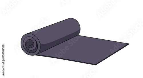 Rolled yoga mat on white background