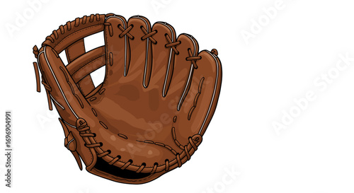 Detailed drawing of a brown baseball glove