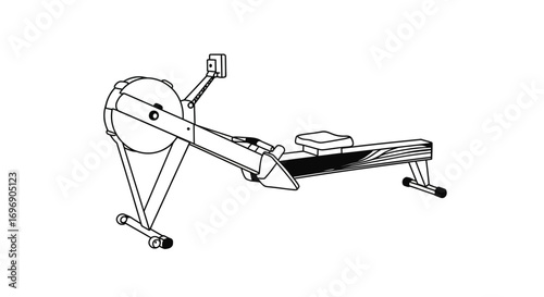 Minimalist linear design of a rowing machine for fitness concepts