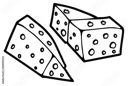 Stylized cartoon swiss cheese wedges vector