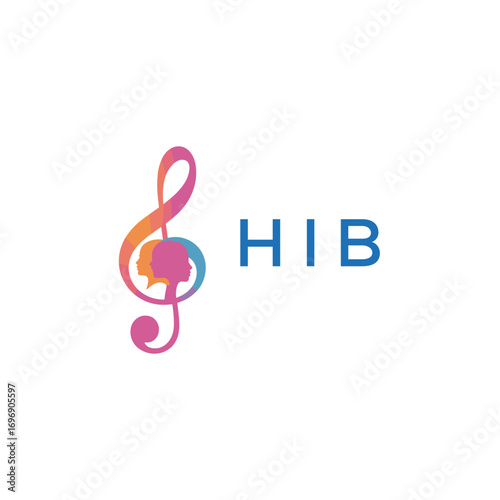 HIB  “Colorful music logo with human faces and treble clef design” HIB  Later Logo, “Creative music academy logo with silhouette heads and notes” 

HIB  music, logo, HIB  abstract, creative, HIB  colo