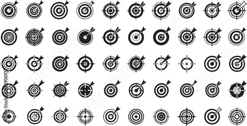 Collection of abstract target icons and symbols representing focus and goals
