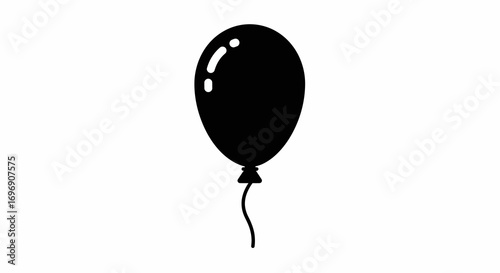 Minimalist black balloon silhouette on white background