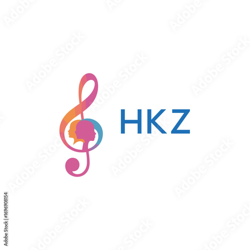 HKZ “Colorful music logo with human faces and treble clef design” HKZ Later Logo, “Creative music academy logo with silhouette heads and notes” 

HKZ music, logo, HKZ abstract, creative, HKZ colorful,