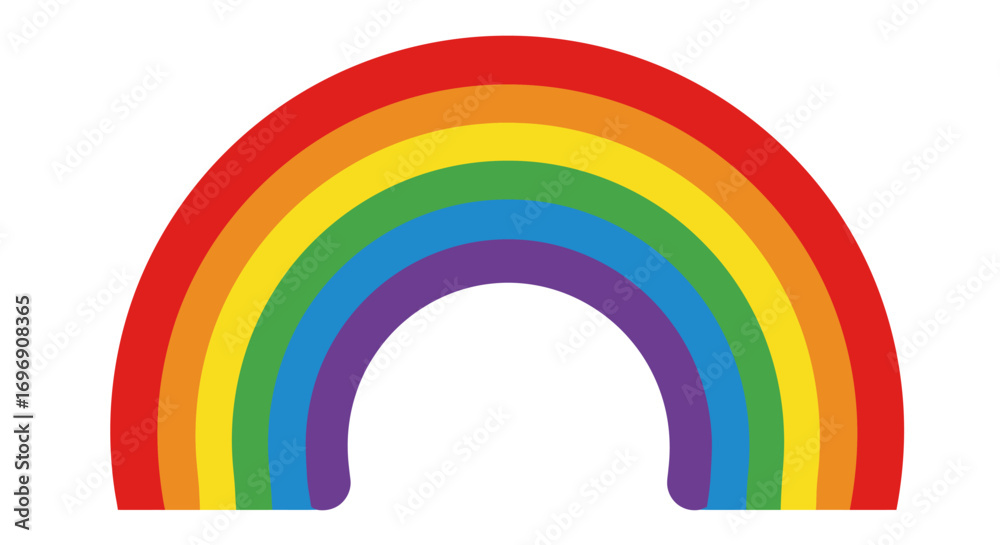 Fototapeta premium Bright rainbow arc with bold colors on white background