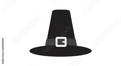 Minimalist pilgrim hat with buckle on white background for thanksgiving design