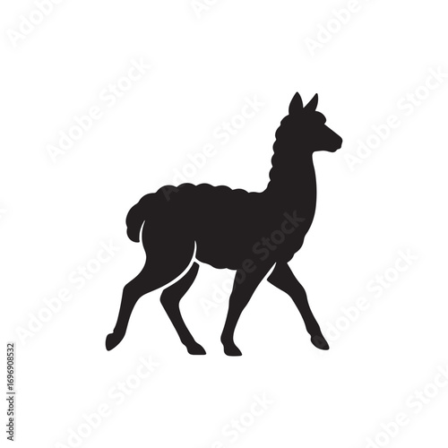 walking alpaca icon silhouette vector