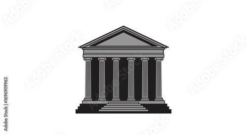 Classic greek temple with columns and steps on white background