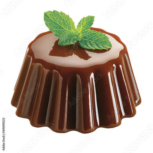 Chocolate Dessert with Mint Leaf isolated on white or transparent background, png clipart, design element. Easy to place object on any other background.