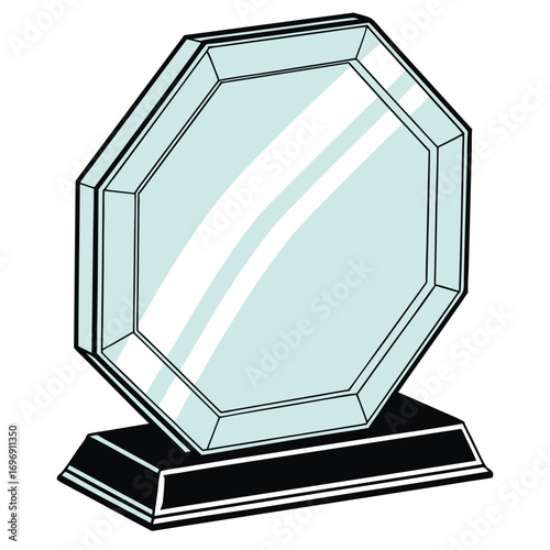 Elegant glass award on a black base symbolizes achievement and recognition, perfect for corporate events and honoring top performers in style