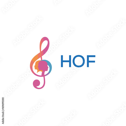 HOF “Colorful music logo with human faces and treble clef design” HOF Later Logo, “Creative music academy logo with silhouette heads and notes” 

HOF music, logo, HOF abstract, creative, HOF colorful,