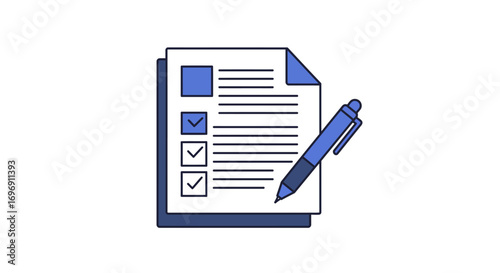 Checklist with pen icon in modern flat design for task management and organization