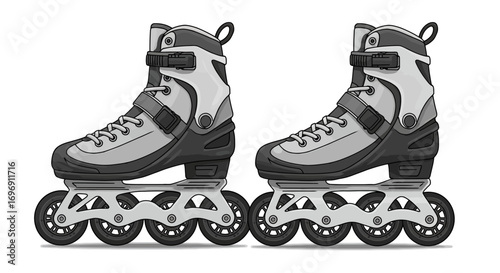 Inline skates in detailed grey tones for active lifestyle design