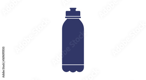 Simple blue silhouette of a water bottle on white background