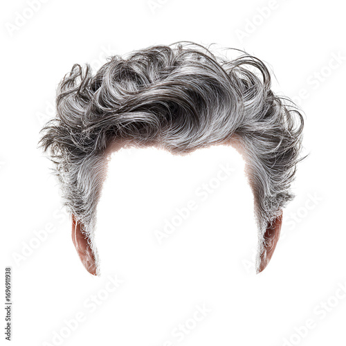 Grey wavy hair men's hairstyle template