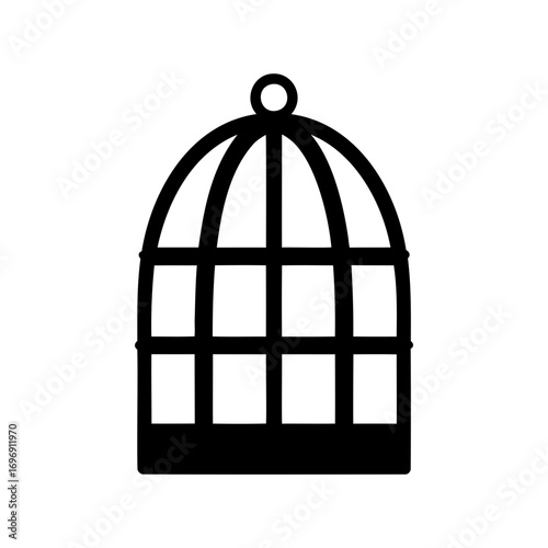 Minimalist illustration of a classic ornate birdcage, suitable for various designs
