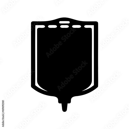 Black and white silhouette of an IV bag for medical treatment