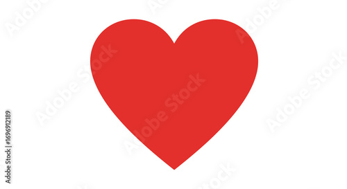 Bold red heart on white background: simple romance and love symbol