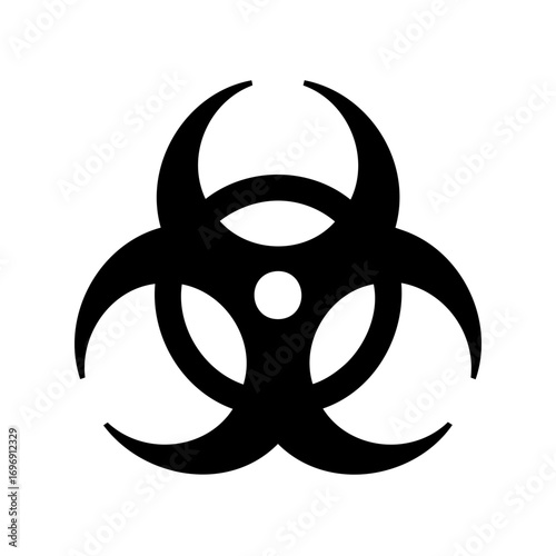 Black Biohazard Symbol on White Background Represents Biological Risks and Hazards