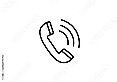 Phone icon ringing with white outline on a black background