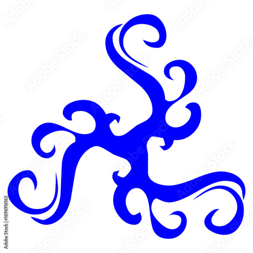 Abstract flowing and ornamental vector design element with a dynamic, fluid pattern, ideal for logos, emblems, or decorative concepts