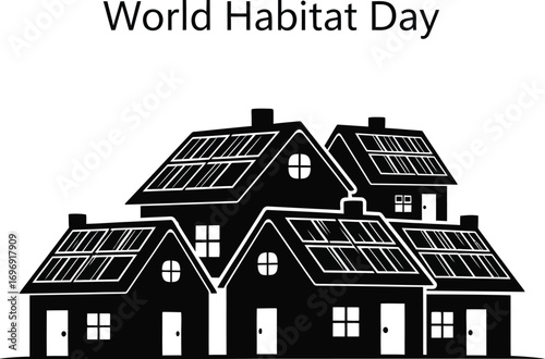 World habitat day with houses promoting sustainable urbanization and adequate shelter