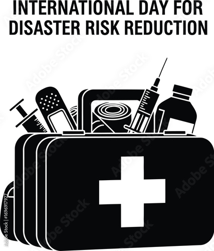 Silhouette of first aid kit for international day for disaster risk reduction