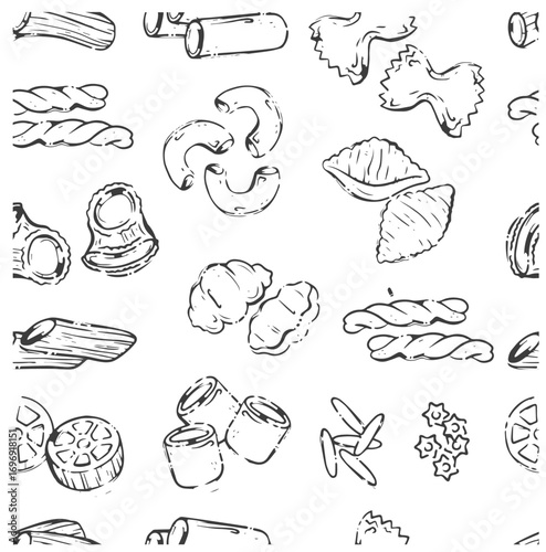 pasta macaroni vintage seamless background vector
