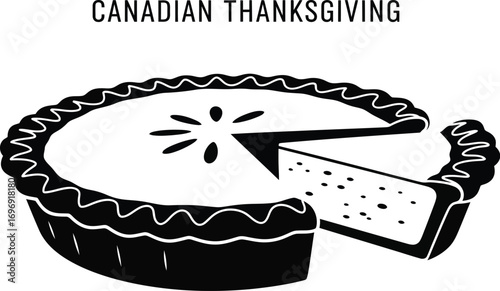 Illustration of canadian thanksgiving with a pumpkin pie minimalist and simple design