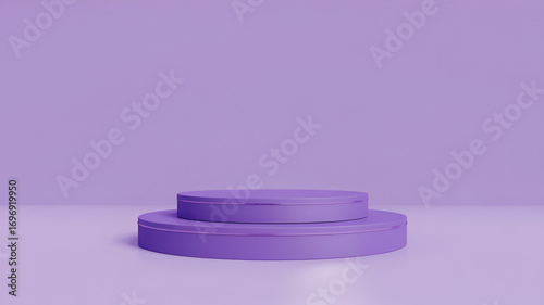 minimal abstract 3d podium scene in pastel purple color, round stage with circle backdrop for product presentation, modern geometric background with clean design and soft light