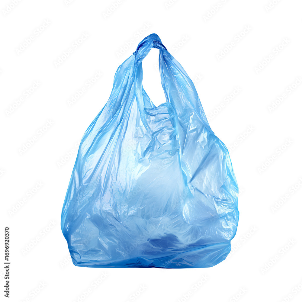 Fototapeta premium A light blue plastic bag on black background