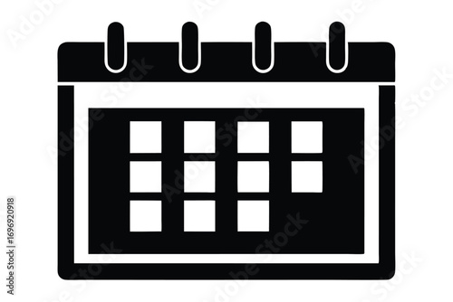 Black Calendar Icon with Days Highlighted for Date and Planning Visualization