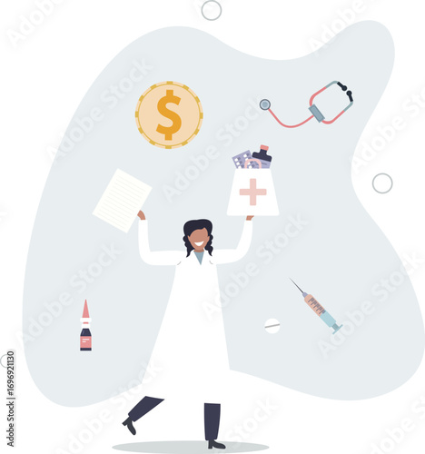 Pharmacy business with medical drug pills for disease.Healthcare industry as prescription, vaccines and capsule producer.life and employment of people.