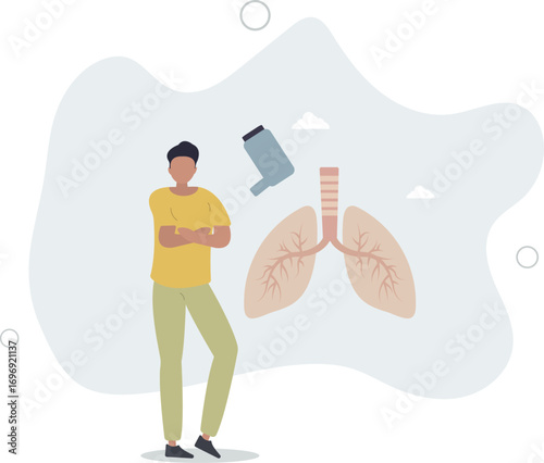 Asthma chronic disease with medical breathing problems.Allergic pollen symptoms with bronchial chest pain and spray for normal airways .life and employment of people.