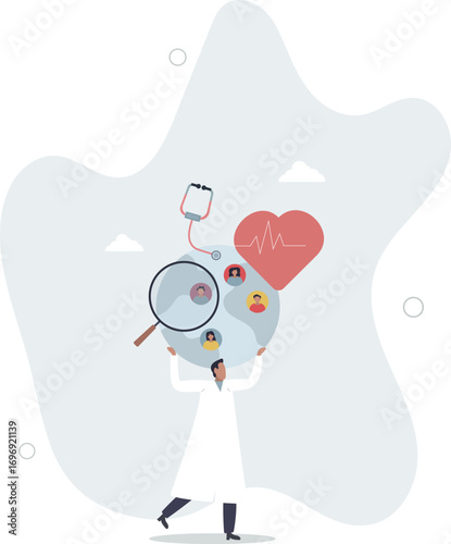 Population health management and global community care.Healthy society program with regular screening and monitoring.life and employment of people.