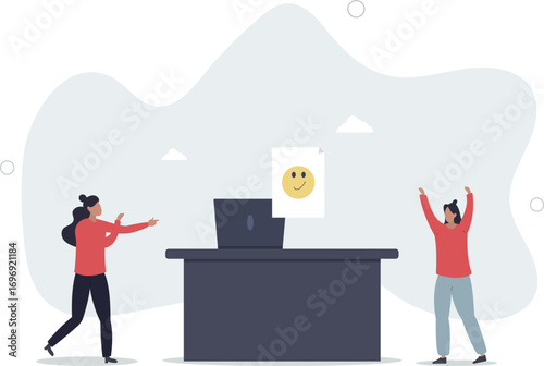 Positive thinking and optimism concept.Employee motivation.women and cheerful emotion in social networks.life and employment of people.