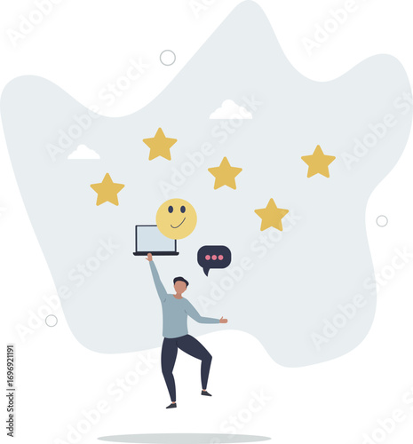 Positive thinking and optimism concept.Employee motivation.good reviews online.life and employment of people.